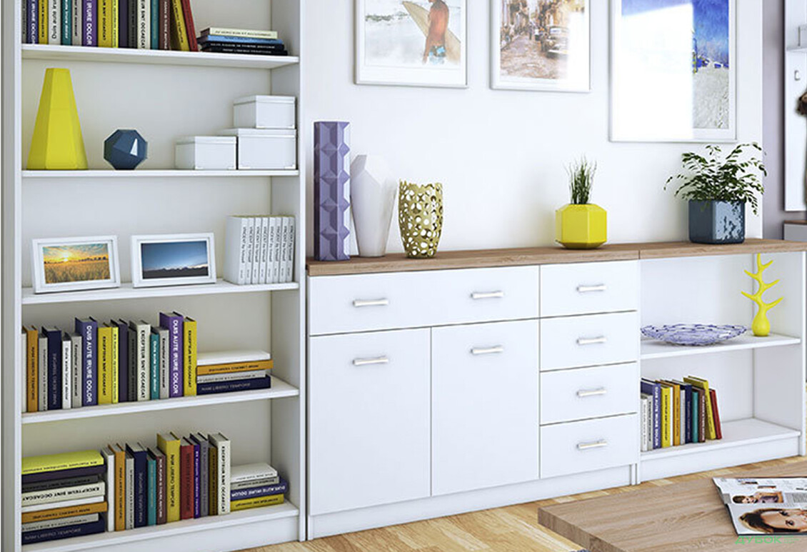 Комод VMV holding Топ-мікс 2-дверний з 5 шухлядами 120 см Білий - Зображення 2 Зображення 2 - Комод VMV holding Топ-мікс 2-дверний з 5 шухлядами 120 см Білий