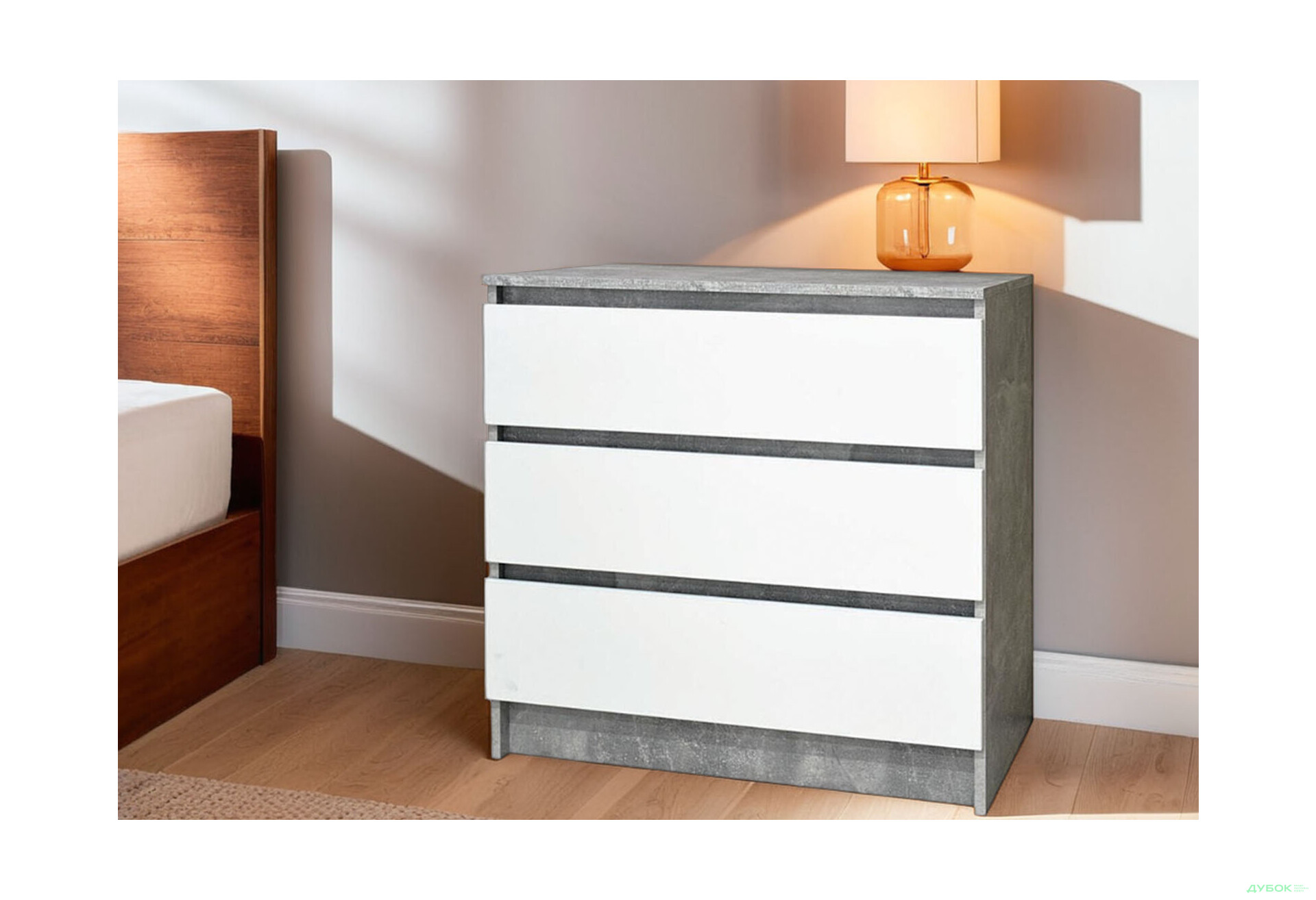 Зображення 2 - Комод Світ Меблів з 3 шухлядам 80 см Індастріал/Білий