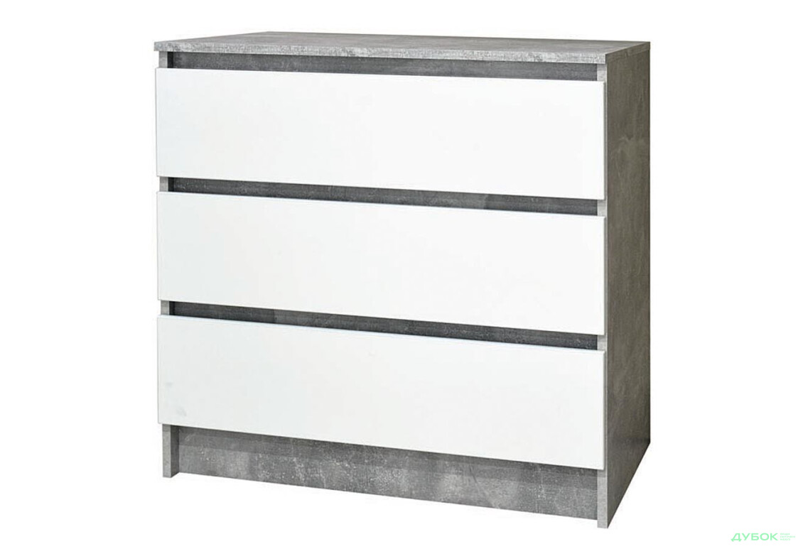 Комод Світ Меблів з 3 шухлядам 80 см Індастріал/Білий