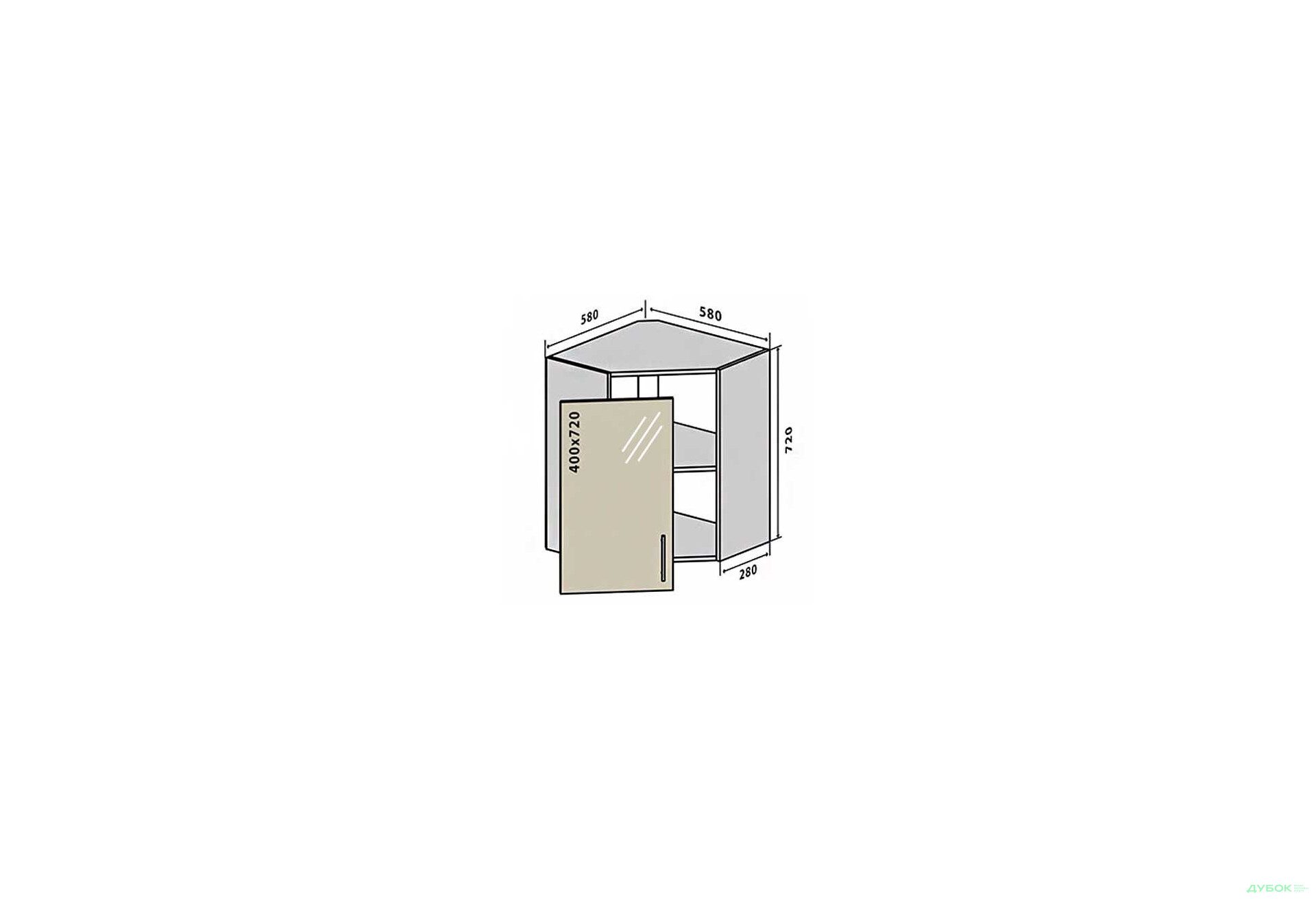 Зображення 1 - В14 Тумба кутова 1Д вітрина Браво VIP-master