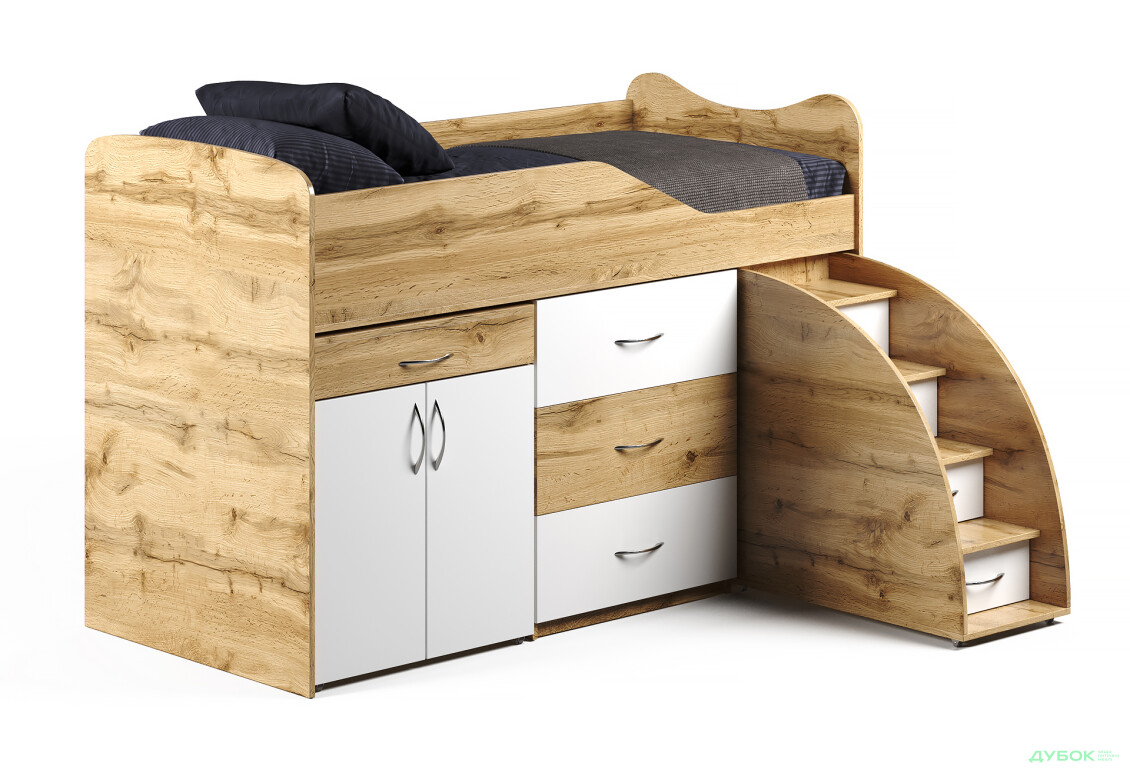 Фото 3 - Кровать-горка Виорина Деко 5 80х180 см с ящиками, лестницами и столом