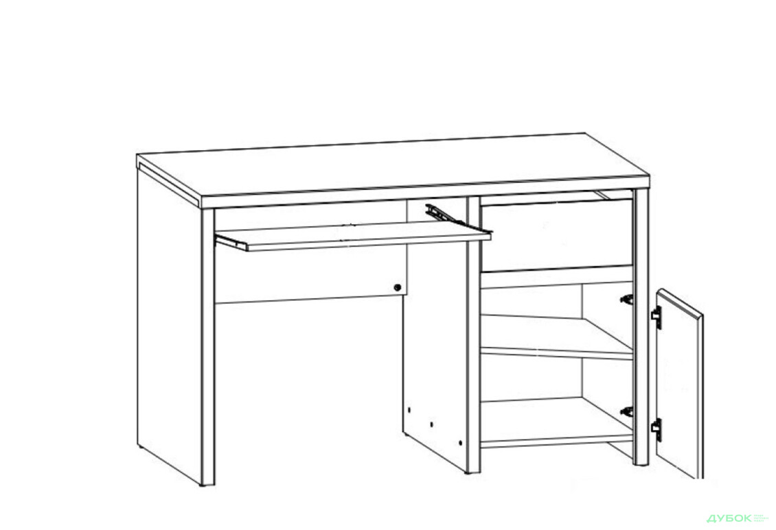 Стол компьютерный ВМК Каспиан 120x65 см с тумбой, ящиком та полкой - Изображение 5 Изображение 5 - Стол компьютерный ВМК Каспиан 120x65 см с тумбой, ящиком та полкой