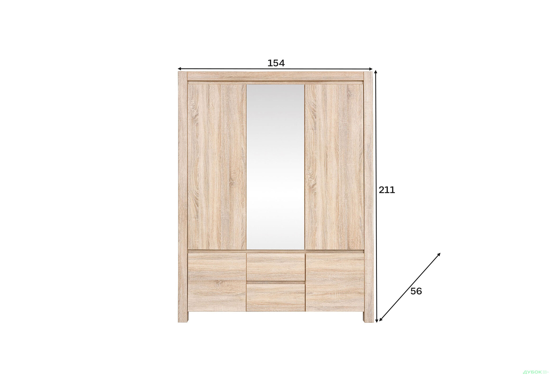 Зображення 4 - Шафа ВМК Каспіан 5-дверна з 2 шухлядами 154 см
