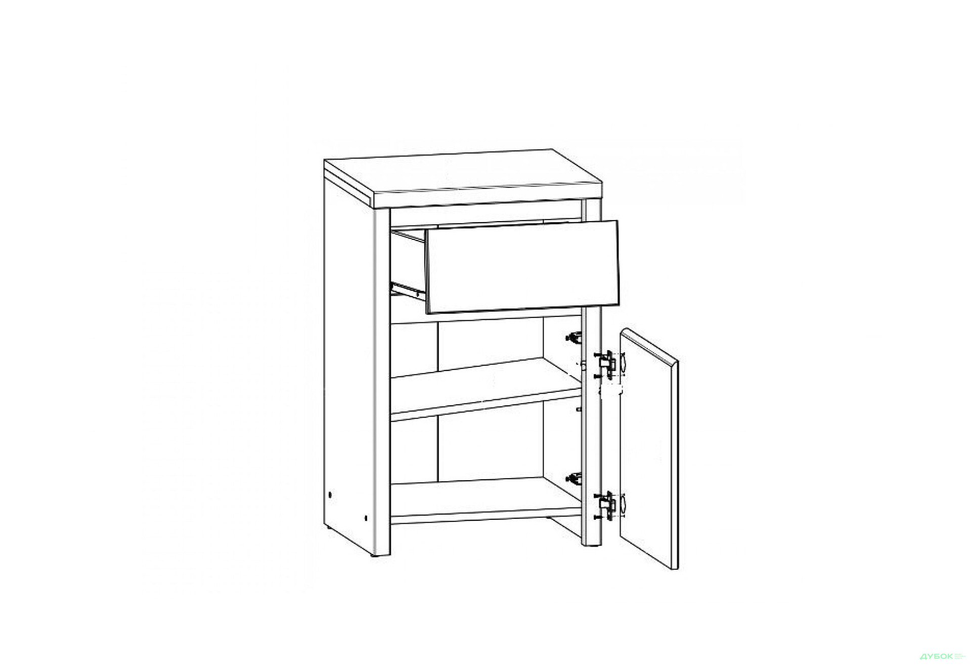 Комод ВМК Каспиан 1-дверный с ящиком 49 см - Изображение 6 Изображение 6 - Комод ВМК Каспиан 1-дверный с ящиком 49 см