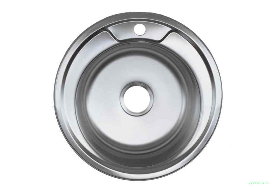 Мойка 490, врезная 490х180 Сатин 0,8 см (с отверстием под смеситель) Платинум