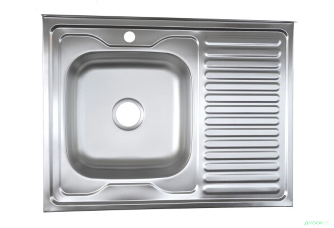 Мойка 8060L/R, накладная 800х600х160 Сатин 0,7 см (с отверстием под смеситель) Платинум