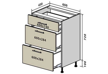 Н28 Тумба 3Ш 60 Кредо Вип-Мастер