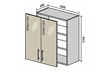 В6 Тумба вітрина 2Д 60 Верона VIP-master