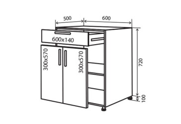 Н30 Тумба 1Ш2Д 60 Верона Люкс VIP-master