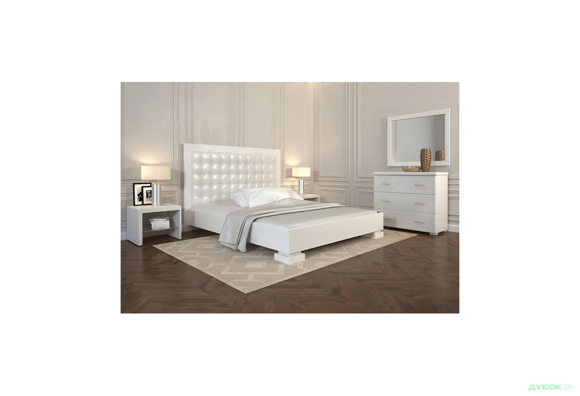 SALE Кровать Подиум 160 (сосна, прошивка ромб, цвет белый) Арбор Древ