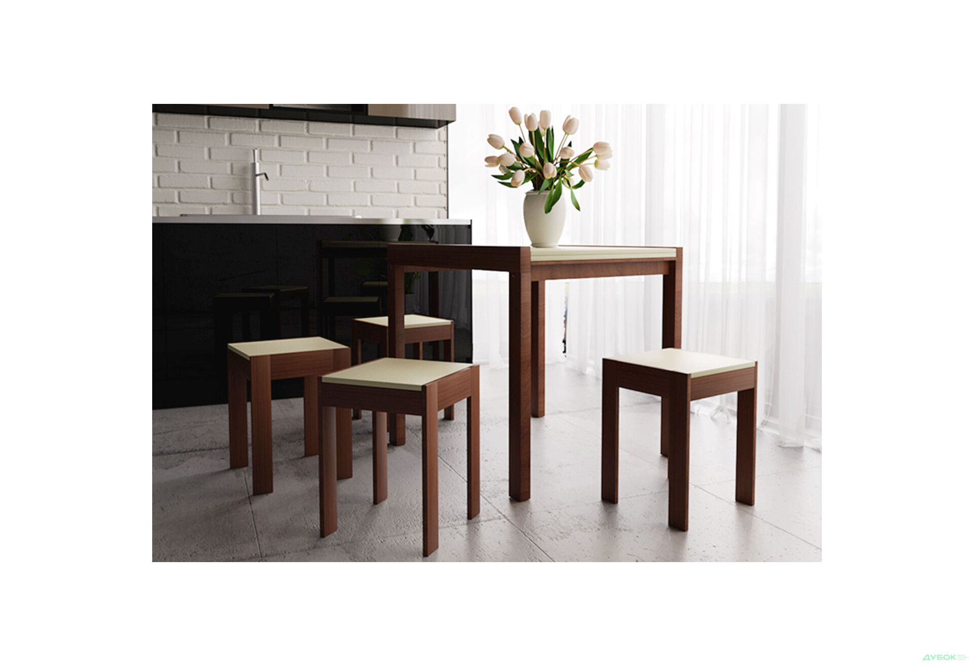 Зображення 1 - Комплект Елегант: стіл + табурети/4шт ЧДК