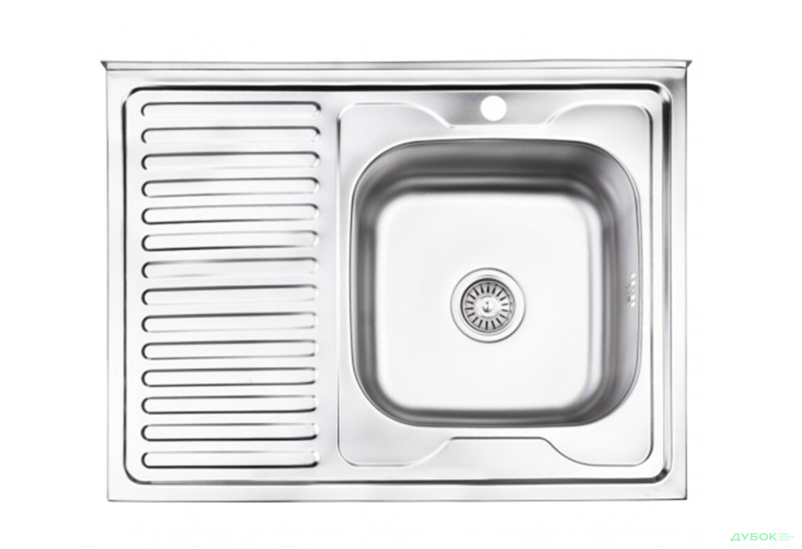 Мойка 8060L/R, накладная 800х600х160 Полировка 0,7 см (с отверстием под смеситель) Платинум