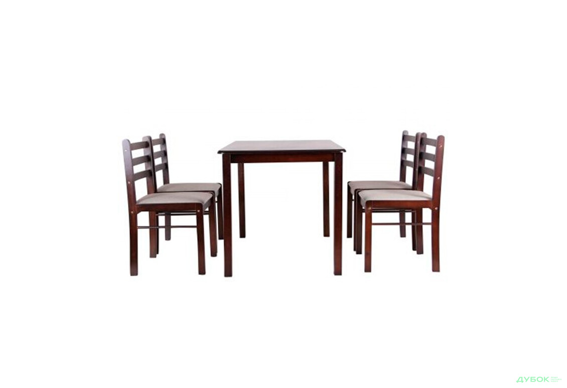 Фото 2 - Комплект обідній Брауні (стіл + 4 стільця) темний шоколад / лате, арт.521379 AMF