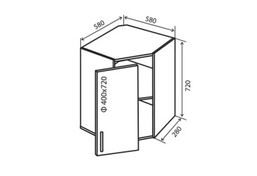 В14 Тумба кутова 1Д Парма VIP-master