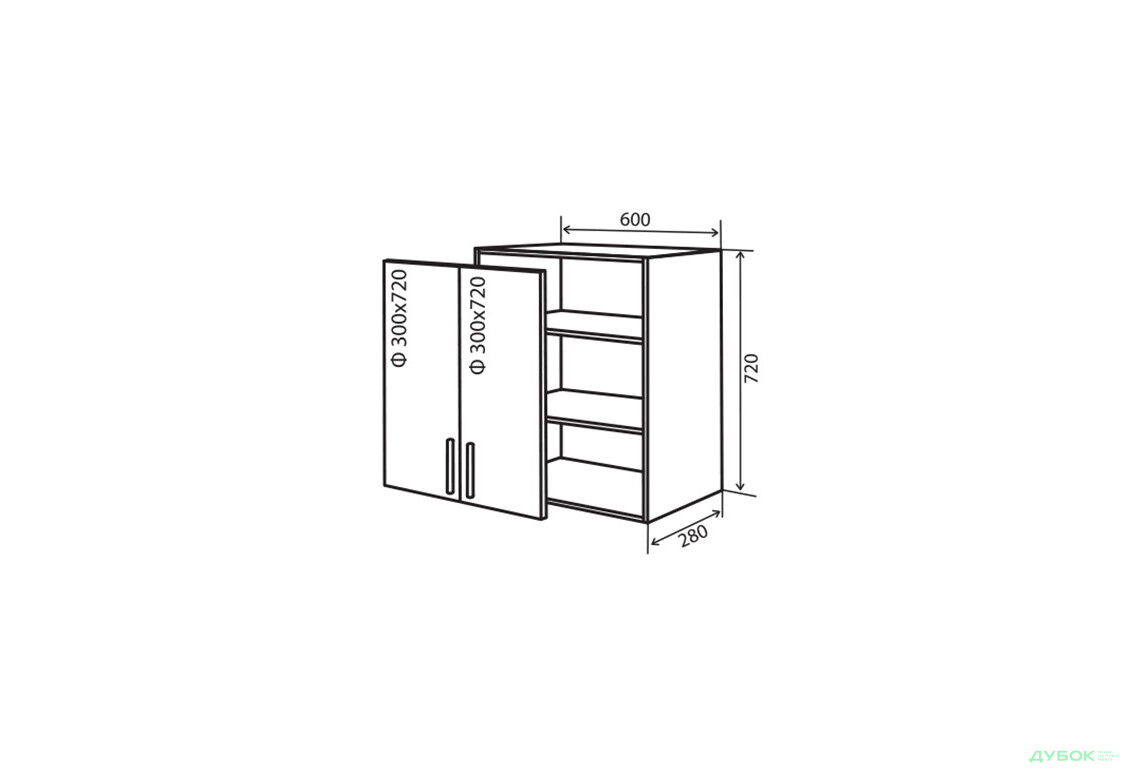 В6 Тумба вітрина 2Д 60 Парма VIP-master - Зображення 1 Зображення 1 - В6 Тумба вітрина 2Д 60 Парма VIP-master