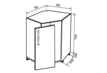 Н34 Тумба угловая мойка Парма Вип-Мастер