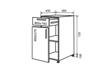 Н23 Тумба 1Ш1Д 40 Парма Люкс Вип-Мастер