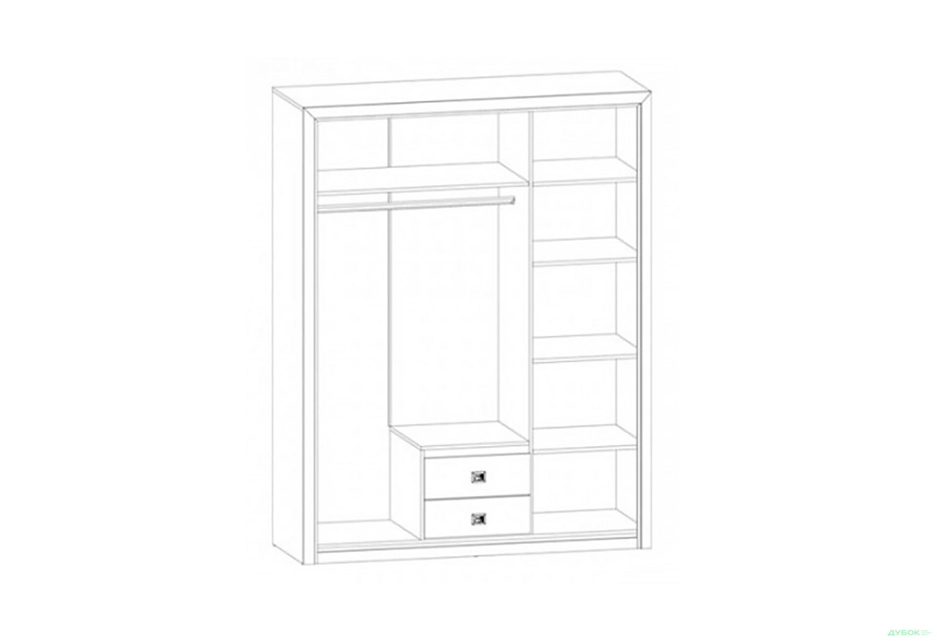 Шкаф ВМК Коэн II 2-дверный с 2 ящиками и зеркалом 163 см - Изображение 3 Изображение 3 - Шкаф ВМК Коэн II 2-дверный с 2 ящиками и зеркалом 163 см