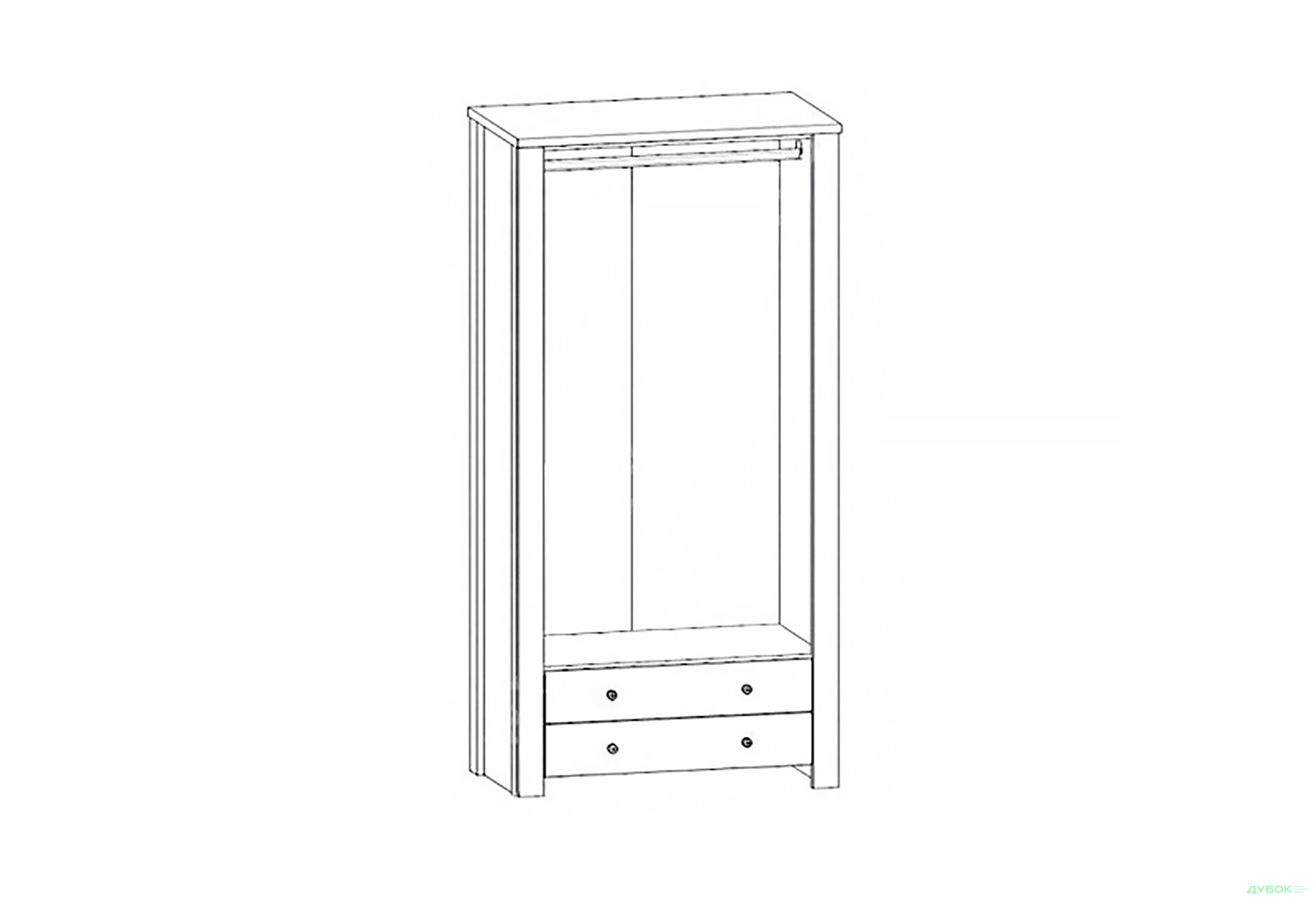 Зображення 4 - Шафа ВМК Коен ІІ 2-дверна з 2 шухлядами 103 см