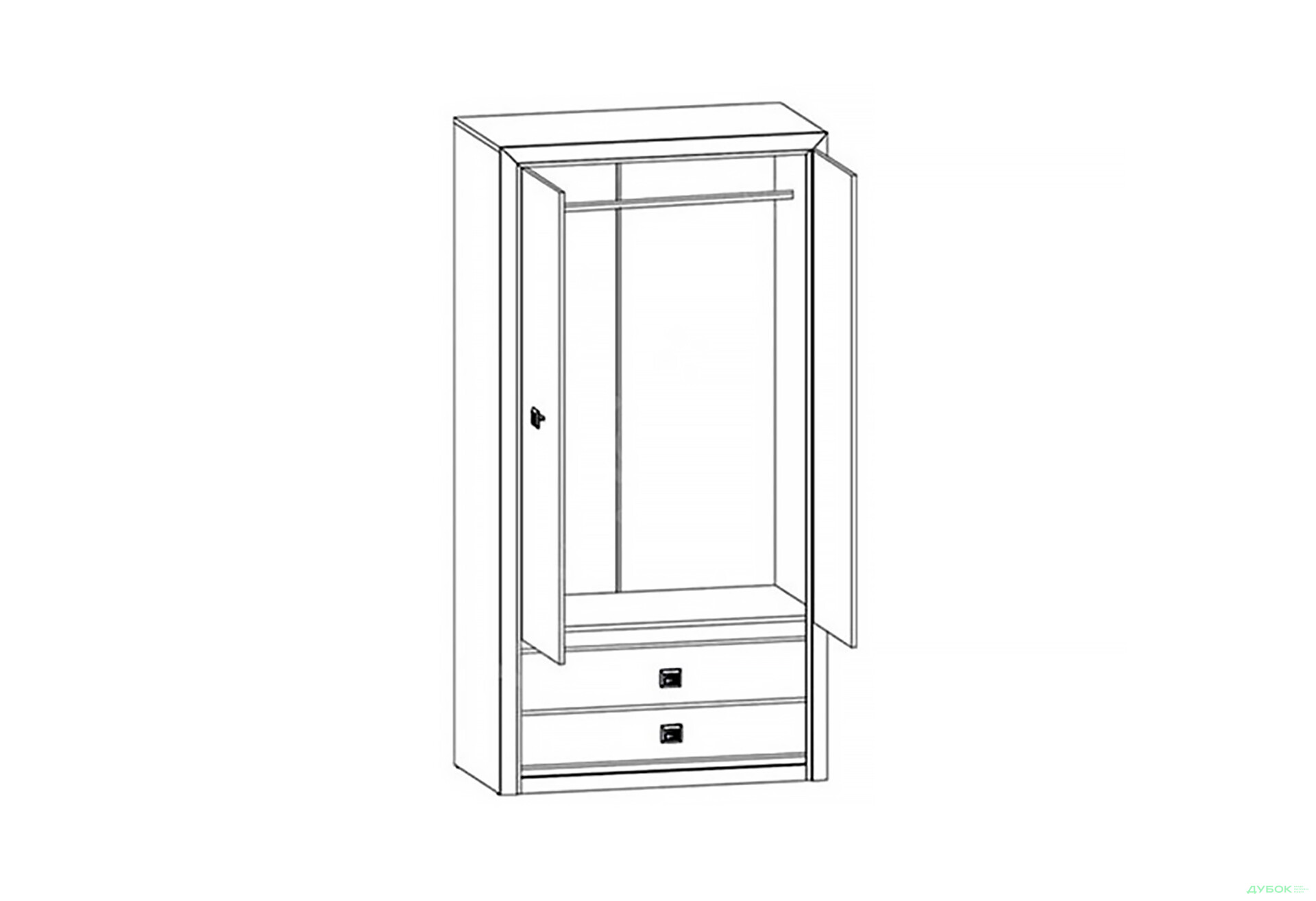 Зображення 5 - Шафа ВМК Коен ІІ 2-дверна з 2 шухлядами 103 см