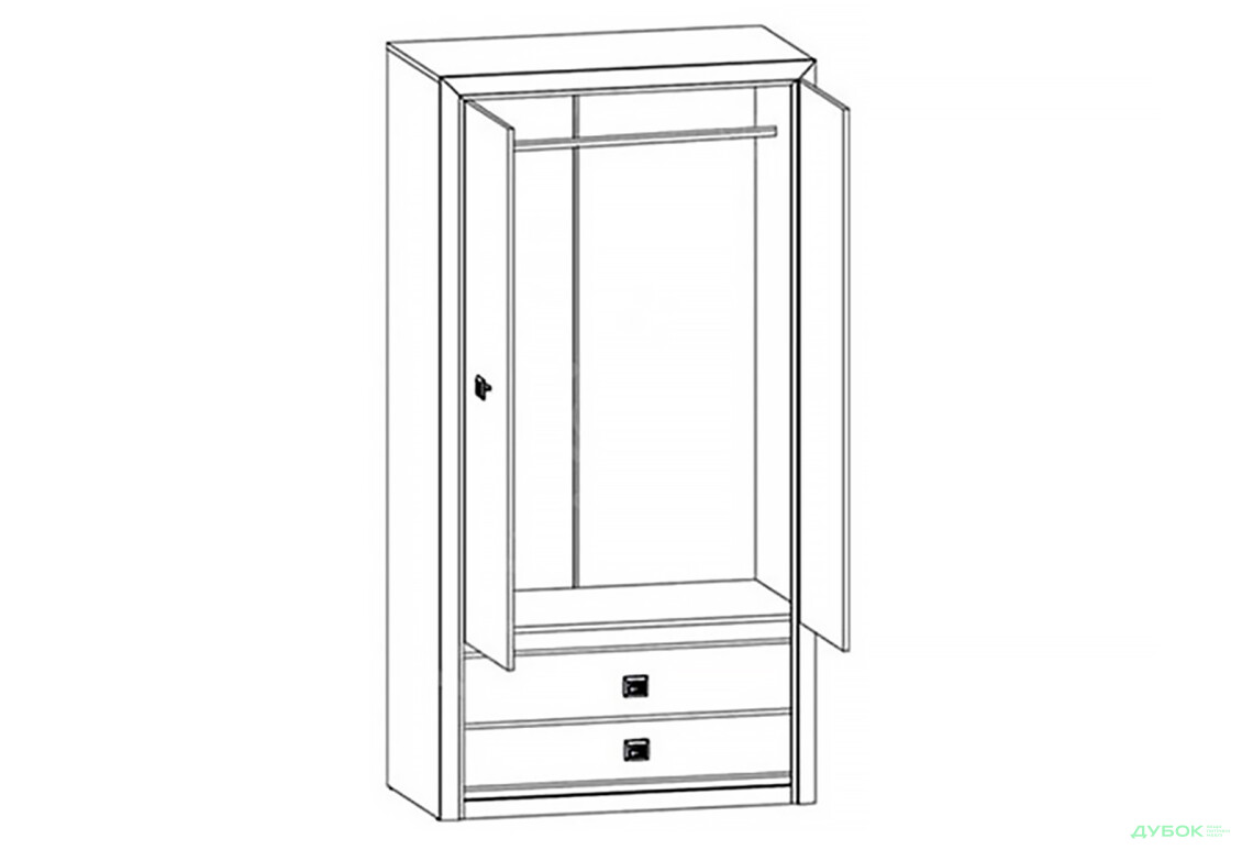 Зображення 5 - Шафа ВМК Коен ІІ 2-дверна з 2 шухлядами 103 см