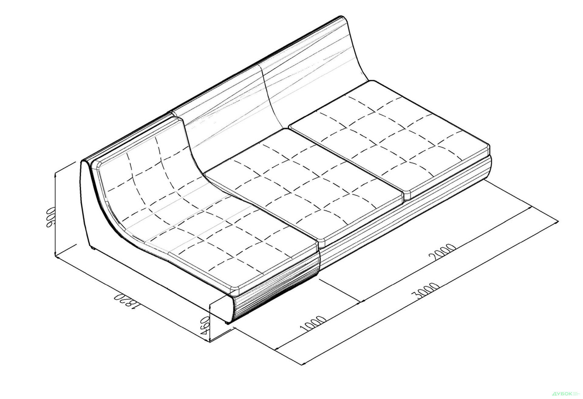 Изображение 6 - Мягкий уголок Элегант Бенефит 1 284x182 см темно-серый с белым