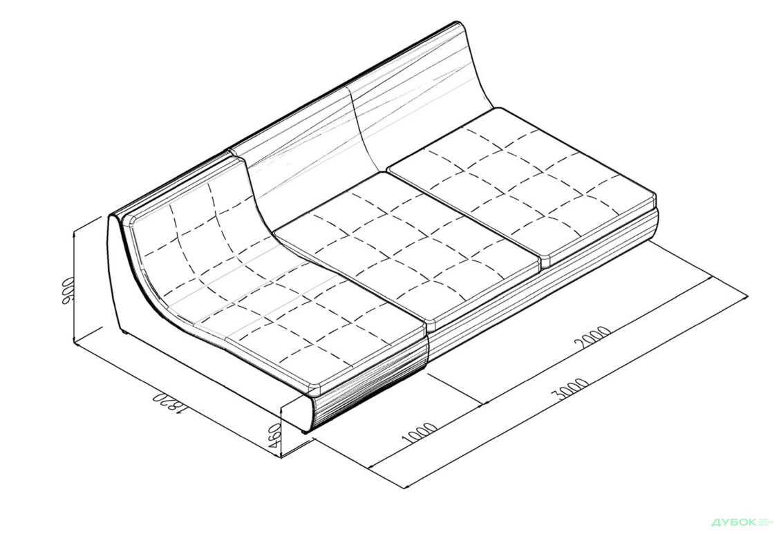 Изображение 6 - Мягкий уголок Элегант Бенефит 1 284x182 см темно-серый с белым