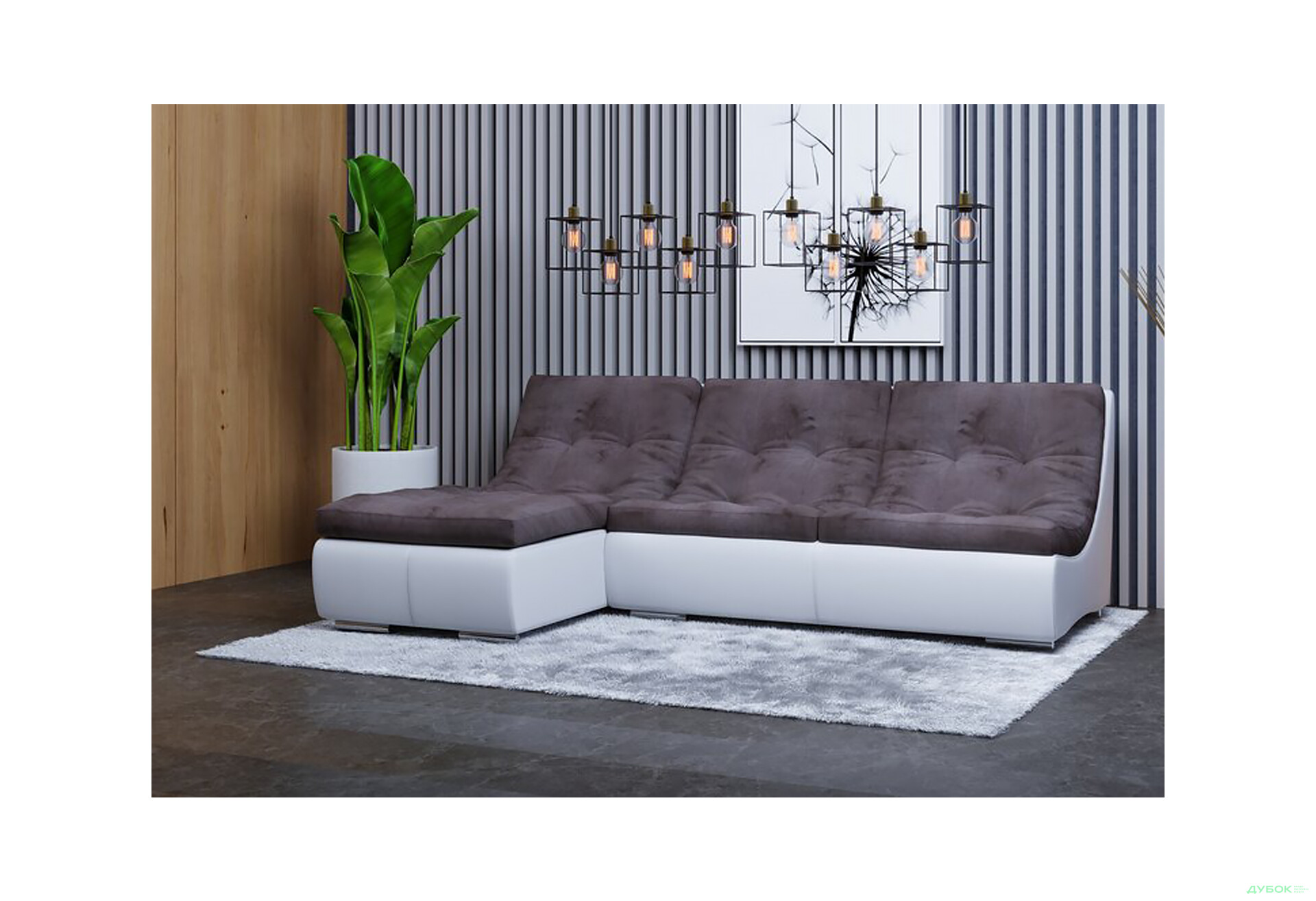 М'який куточок Elegant Бенефіт 9 240x182 см темно-сірий з білим - Зображення 3 Зображення 3 - М'який куточок Elegant Бенефіт 9 240x182 см темно-сірий з білим