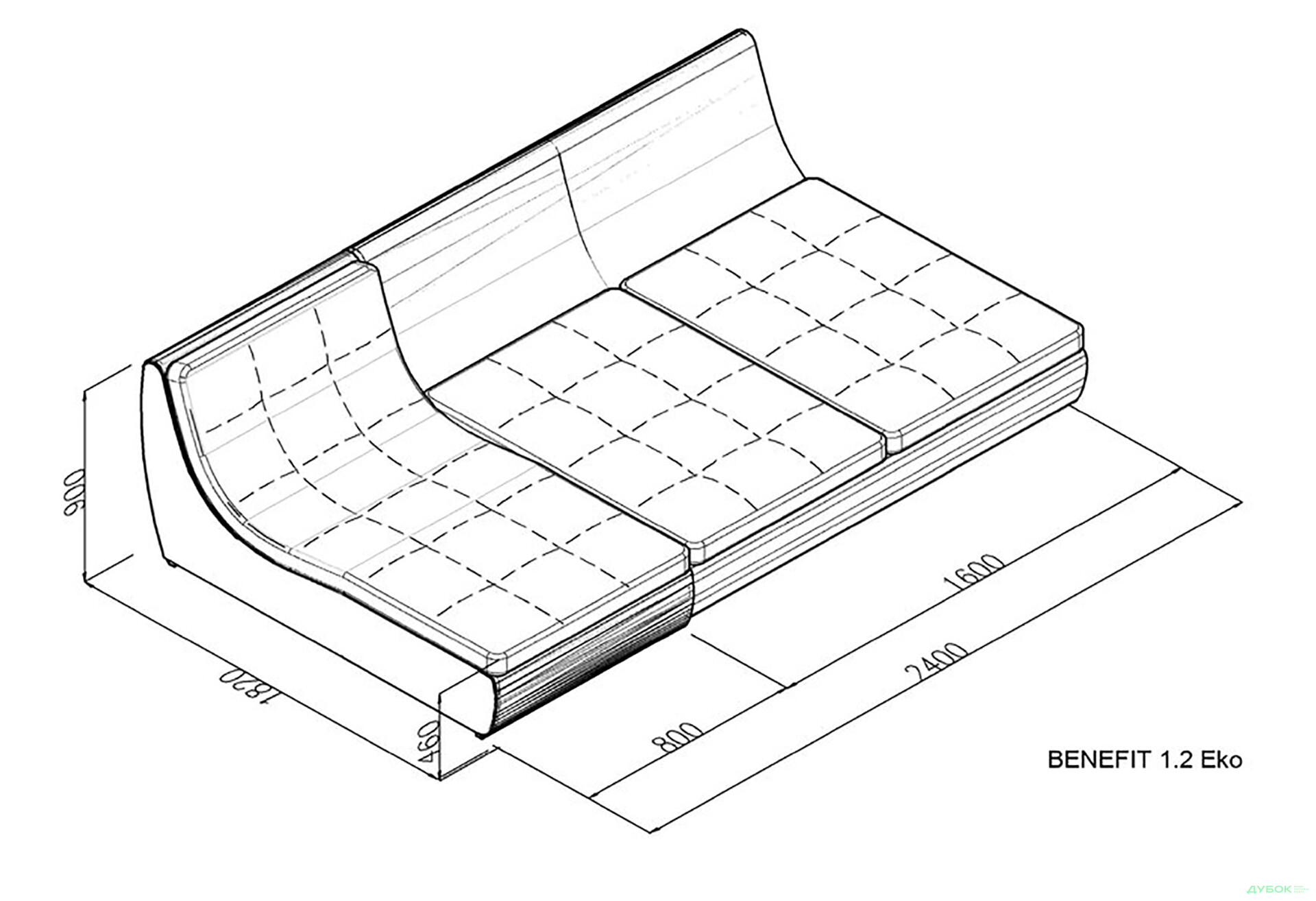 М'який куточок Elegant Бенефіт 9 240x182 см темно-сірий з білим - Зображення 5 Зображення 5 - М'який куточок Elegant Бенефіт 9 240x182 см темно-сірий з білим