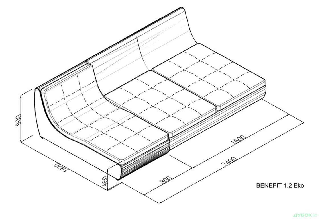 М'який куточок Elegant Бенефіт 9 240x182 см темно-сірий з білим - Зображення 5 Зображення 5 - М'який куточок Elegant Бенефіт 9 240x182 см темно-сірий з білим