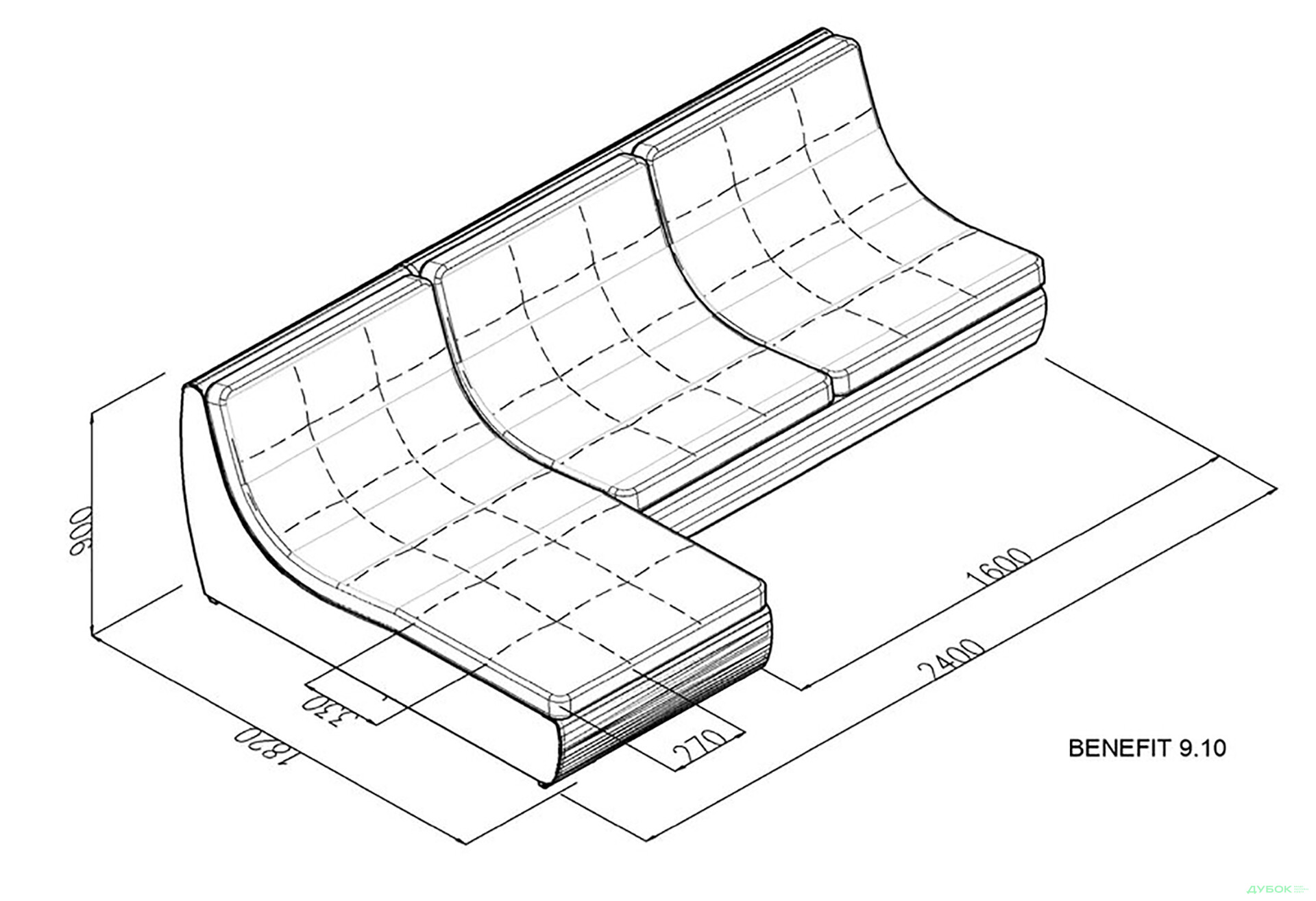 М'який куточок Elegant Бенефіт 9 240x182 см темно-сірий з білим - Зображення 6 Зображення 6 - М'який куточок Elegant Бенефіт 9 240x182 см темно-сірий з білим