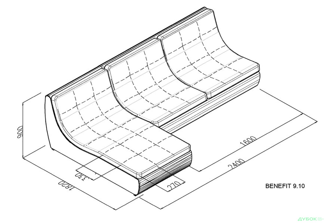 М'який куточок Elegant Бенефіт 9 240x182 см темно-сірий з білим - Зображення 6 Зображення 6 - М'який куточок Elegant Бенефіт 9 240x182 см темно-сірий з білим