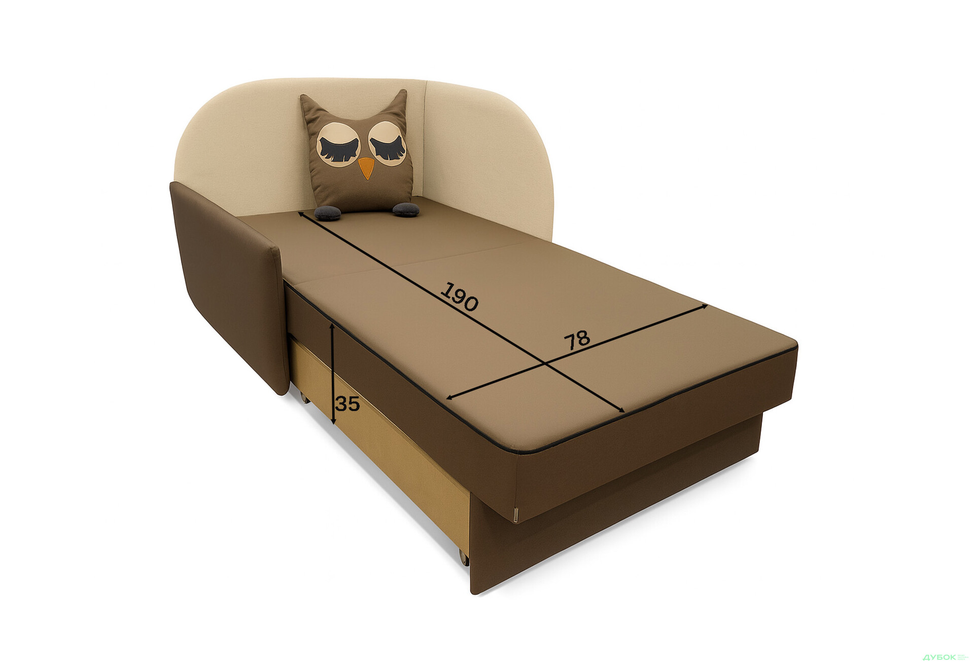 Зображення 5 - Диван Vika Сова лівий кут 84x98 см бежево-коричневий (Avis 40 / Avis 15)