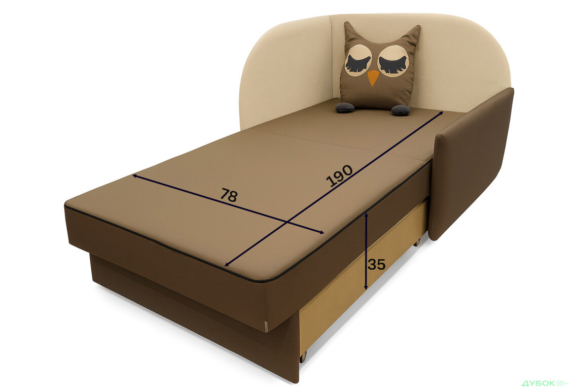 Зображення 5 - Диван Vika Сова правий кут 84x98 см бежево-коричневий (Avis 40 / Avis 15)