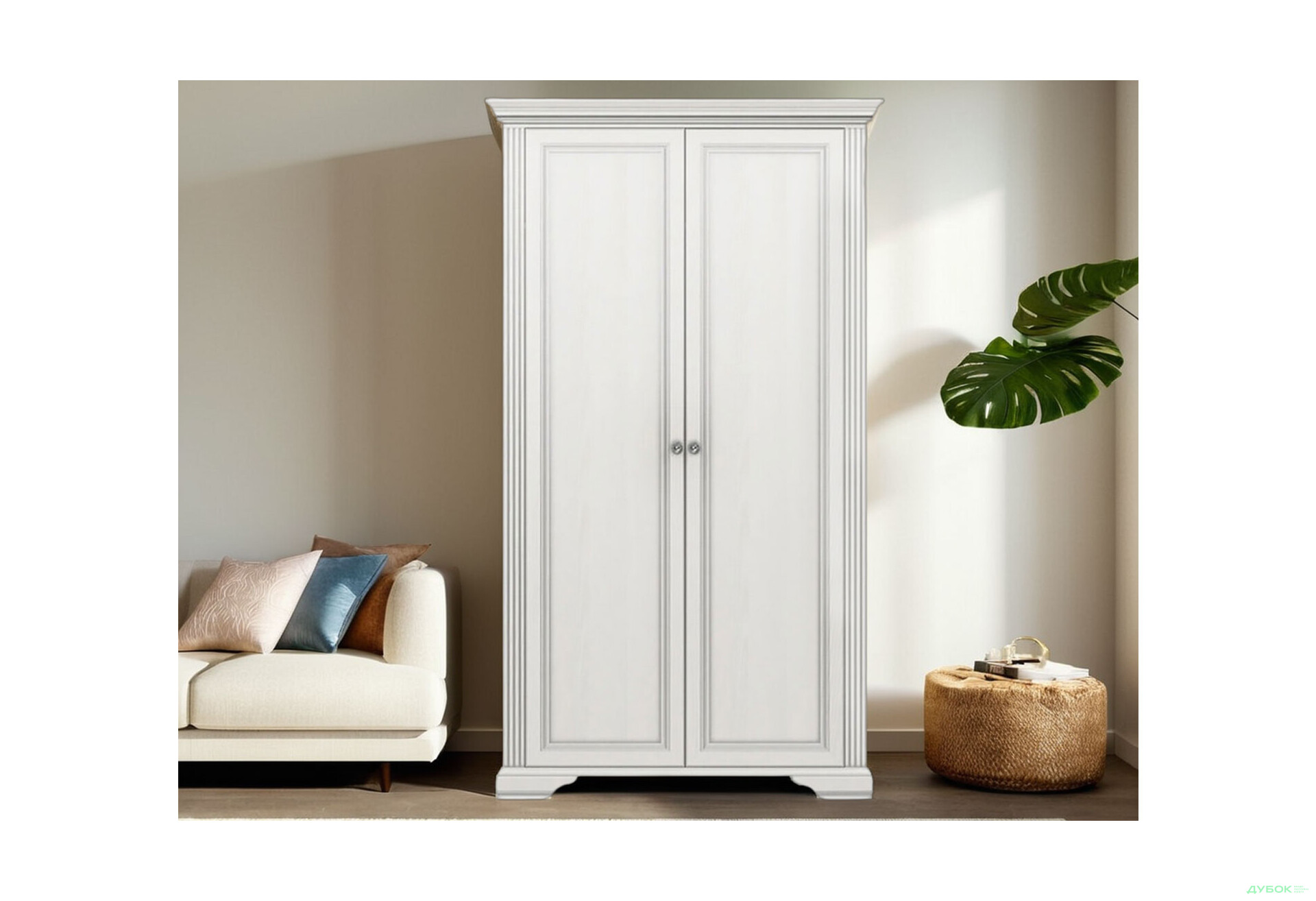 Шафа Гербор Вайт 2-дверна 126 см сосна срібна - Зображення 2 Зображення 2 - Шафа Гербор Вайт 2-дверна 126 см сосна срібна