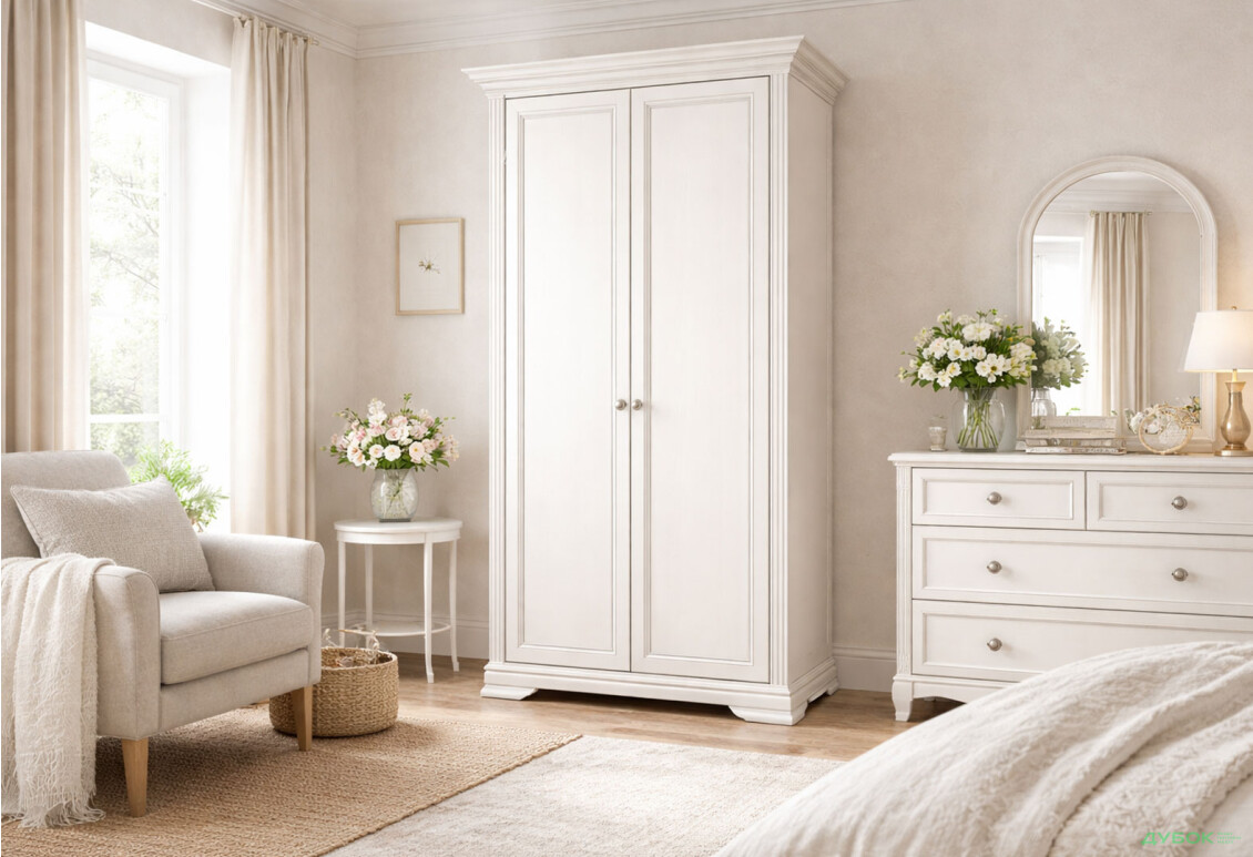 Зображення 2 - Шафа Гербор Вайт 2-дверна 126 см сосна срібна