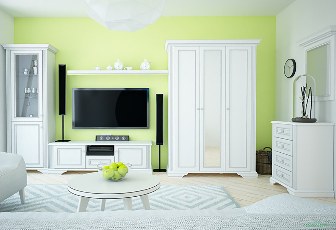 Шафа Гербор Вайт 3-дверна з дзеркалом 176 см сосна срібна - Зображення 2 Зображення 2 - Шафа Гербор Вайт 3-дверна з дзеркалом 176 см сосна срібна