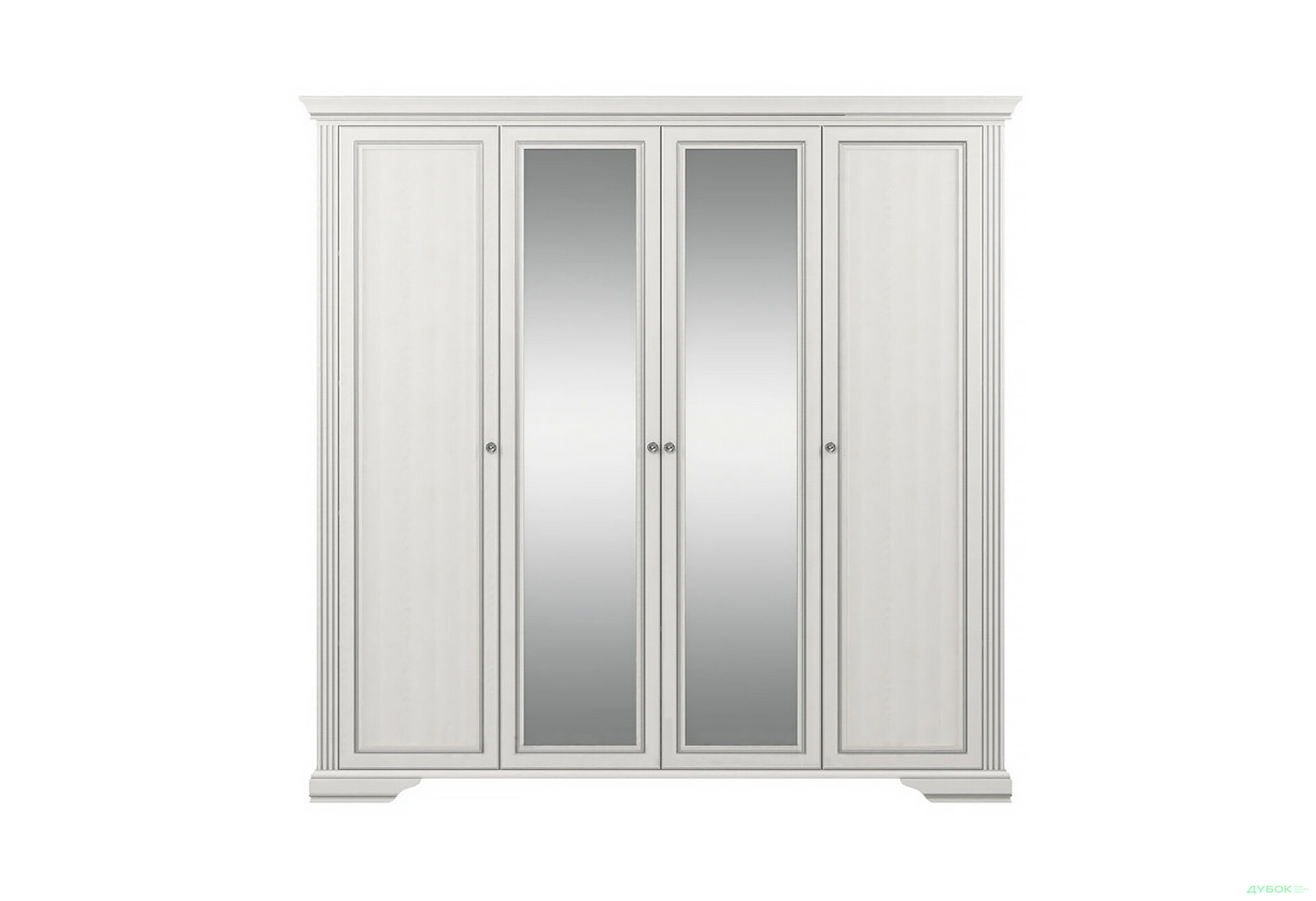 Шафа Гербор Вайт 4-дверна з дзеркалом 227 см сосна срібна - Зображення 1 Зображення 1 - Шафа Гербор Вайт 4-дверна з дзеркалом 227 см сосна срібна