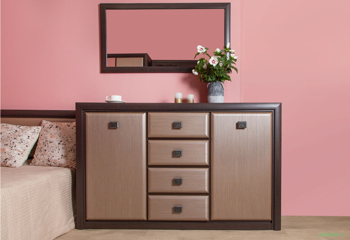 Комод Гербор Коен МДФ 2-дверний з 4 шухлядами 150 см Венге магія/Штрокс - Зображення 2 Зображення 2 - Комод Гербор Коен МДФ 2-дверний з 4 шухлядами 150 см Венге магія/Штрокс