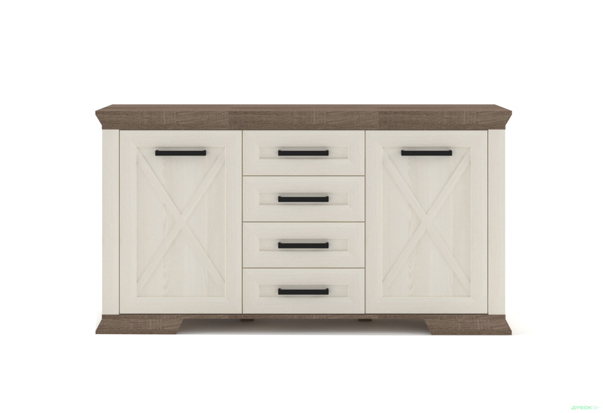 Комод Гербор Марсель 2-дверний з 4 шухлядами 166 см Ясен сніжний/Дуб сонома трюфель - Зображення 1 Зображення 1 - Комод Гербор Марсель 2-дверний з 4 шухлядами 166 см Ясен сніжний/Дуб сонома трюфель