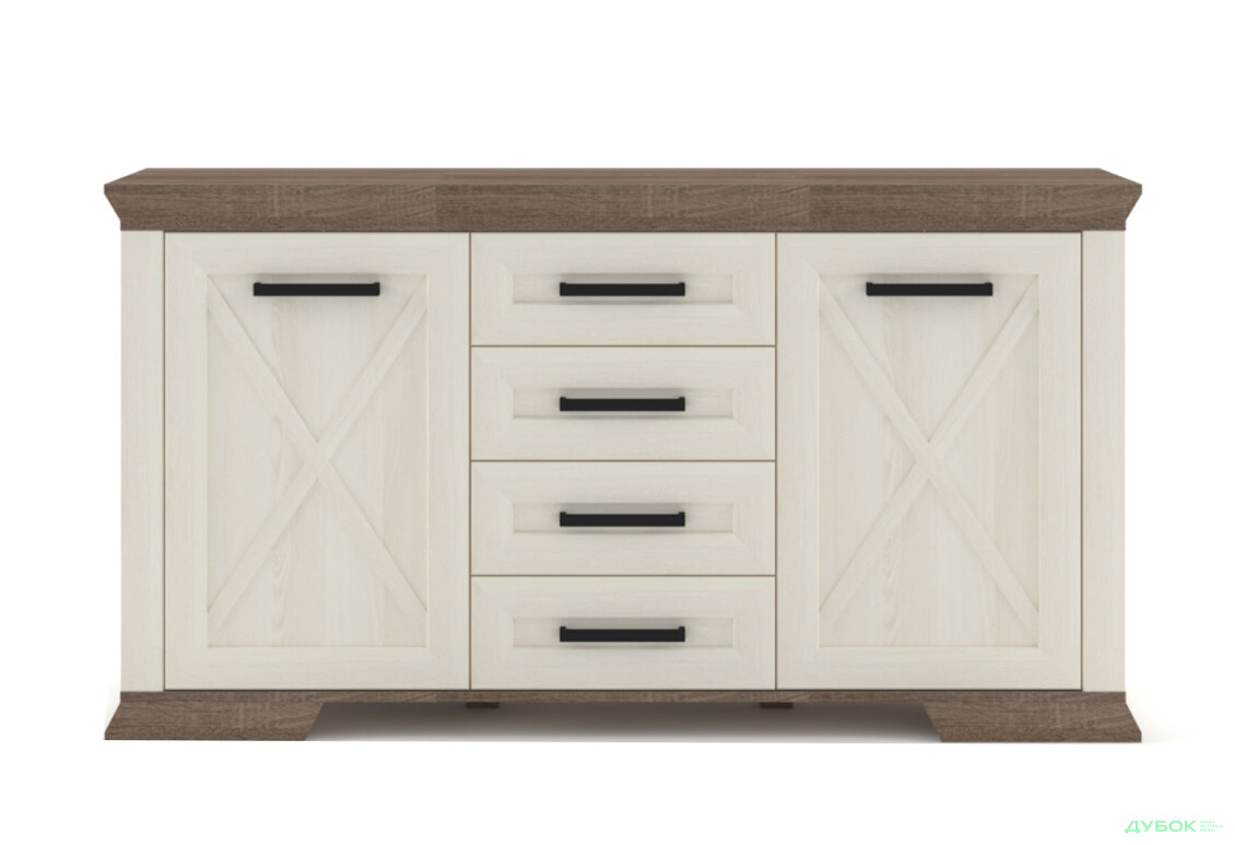 Комод Гербор Марсель 2-дверний з 4 шухлядами 166 см Ясен сніжний/Дуб сонома трюфель - Зображення 1 Зображення 1 - Комод Гербор Марсель 2-дверний з 4 шухлядами 166 см Ясен сніжний/Дуб сонома трюфель