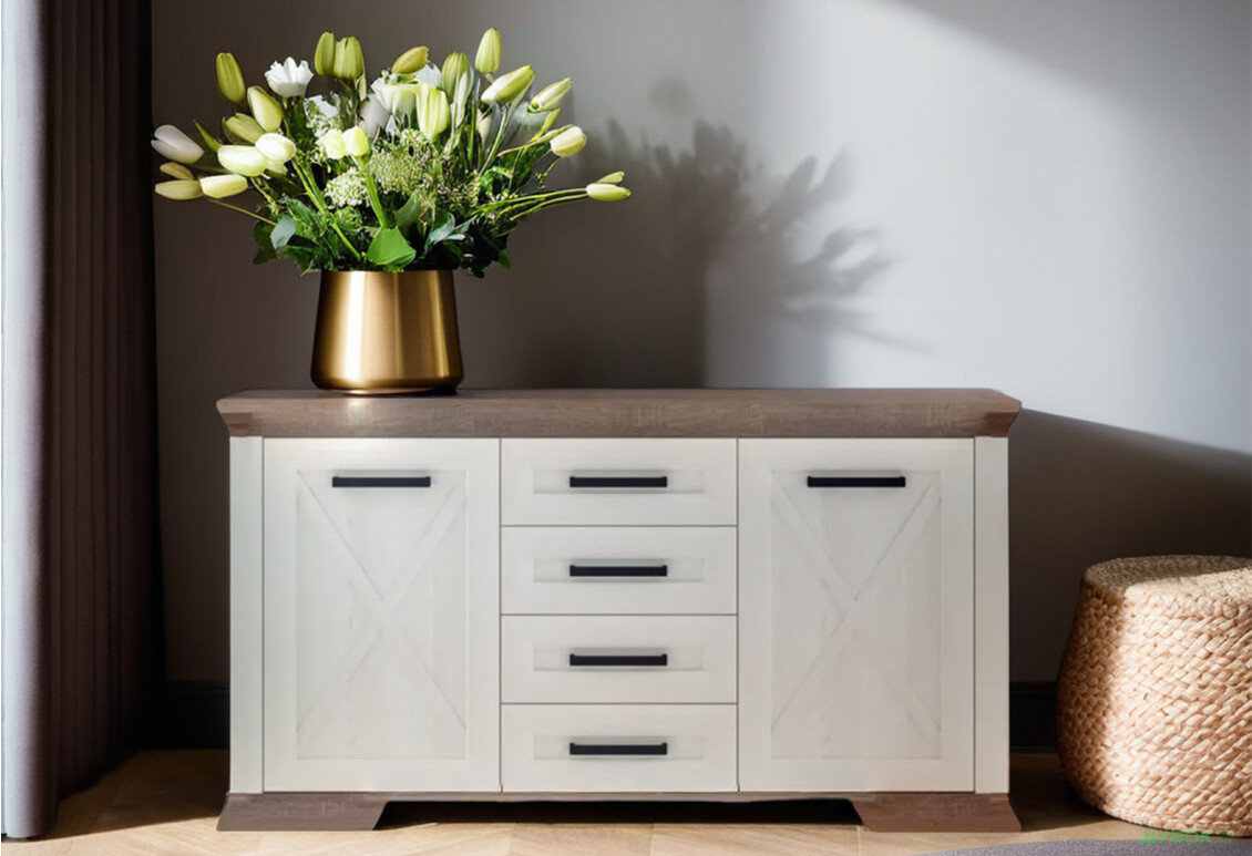 Комод Гербор Марсель 2-дверний з 4 шухлядами 166 см Ясен сніжний/Дуб сонома трюфель - Зображення 2 Зображення 2 - Комод Гербор Марсель 2-дверний з 4 шухлядами 166 см Ясен сніжний/Дуб сонома трюфель