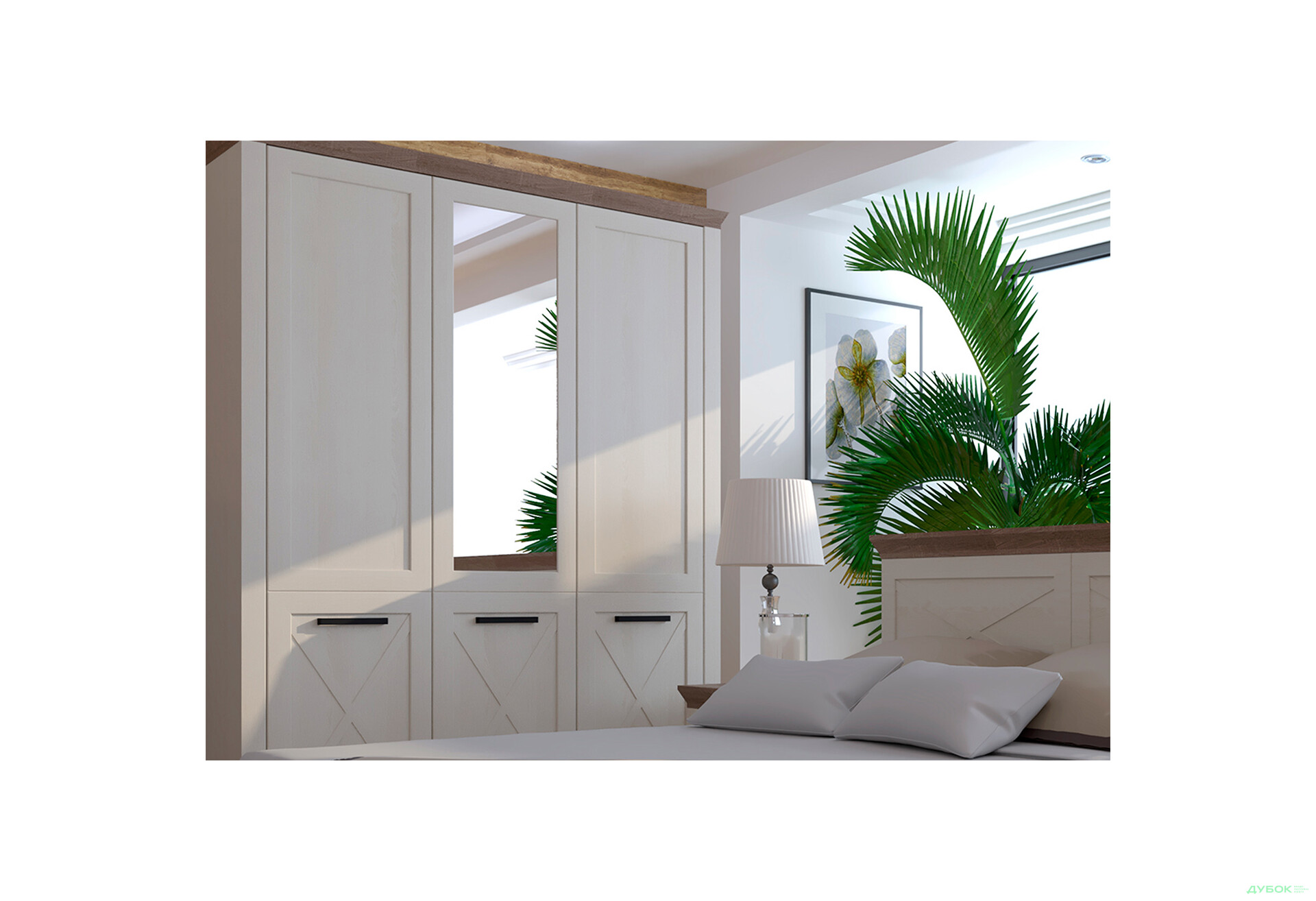 Шафа Гербор Марсель 3-дверна з дзеркалом 167 см Ясен сніжний/Дуб сонома трюфель - Зображення 2 Зображення 2 - Шафа Гербор Марсель 3-дверна з дзеркалом 167 см Ясен сніжний/Дуб сонома трюфель