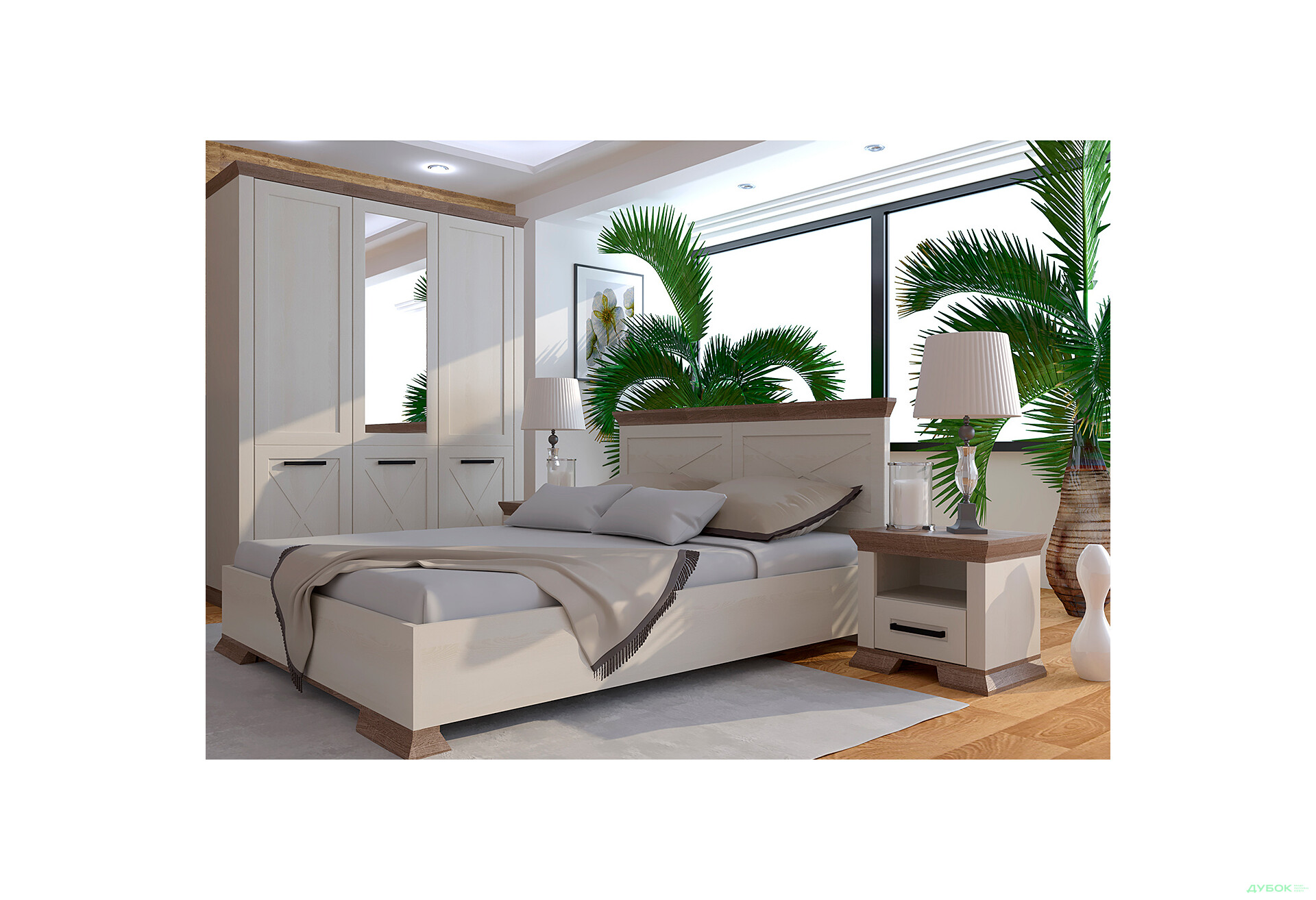 Шафа Гербор Марсель 3-дверна з дзеркалом 167 см Ясен сніжний/Дуб сонома трюфель - Зображення 3 Зображення 3 - Шафа Гербор Марсель 3-дверна з дзеркалом 167 см Ясен сніжний/Дуб сонома трюфель