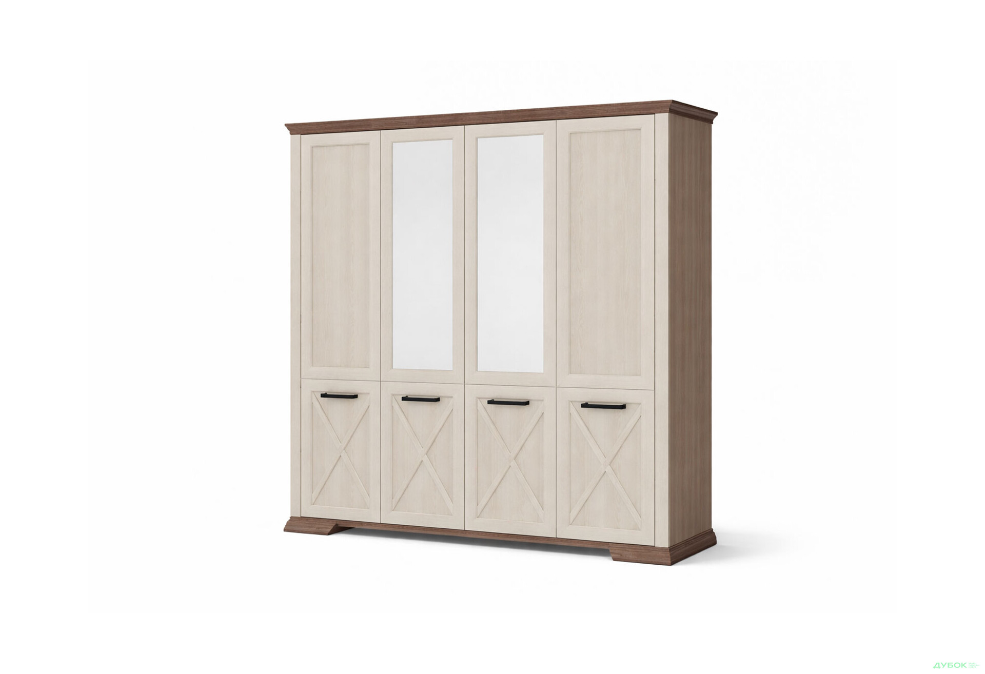 Изображение 1 - Шкаф Gerbor холдинг Марсель 4-дверный с зеркалом 216 см Ясень снежный/Дуб сонома трюфель