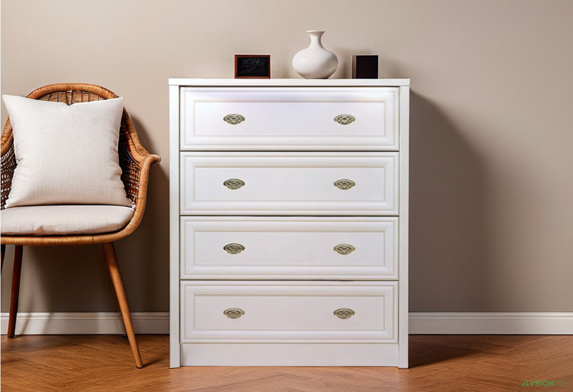 Комод Гербор Салерно з 4 шухлядами 87 см Білий - Зображення 2 Зображення 2 - Комод Гербор Салерно з 4 шухлядами 87 см Білий