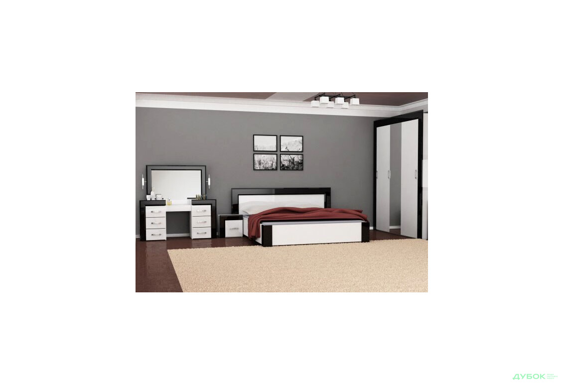 Спальня Виола Комплект 3Д с туалеткой (без матраса и ламелей) Нова