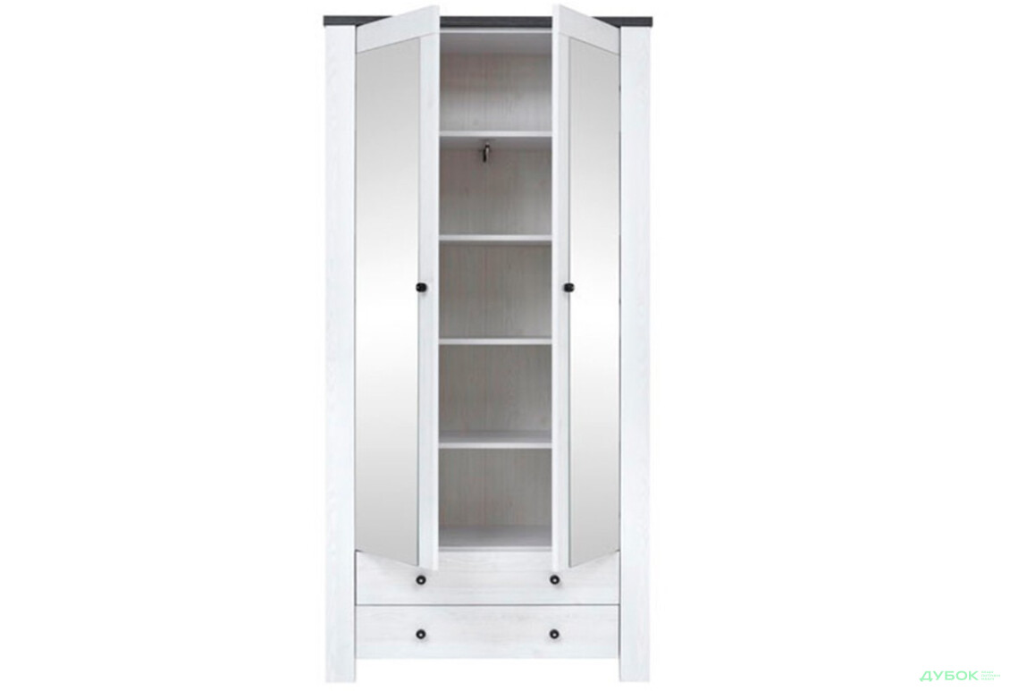 Зображення 2 - Шафа ВМК Антверпен ІІ (Амстердам) 2-дверна з 2 шухлядами 88 см Ясен сніжний/Дуб морений