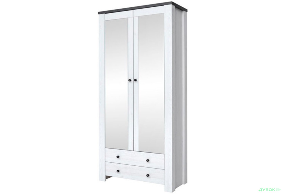 Шафа ВМК Антверпен ІІ (Амстердам) 2-дверна з 2 шухлядами 88 см Ясен сніжний/Дуб морений