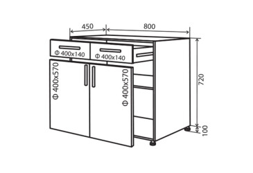 Н27 Тумба 2Ш2Д 80 (фасады ящиков без декора) Модена Декор Вип-Мастер